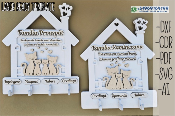 Casita Porta llaves de Familia Gatitos