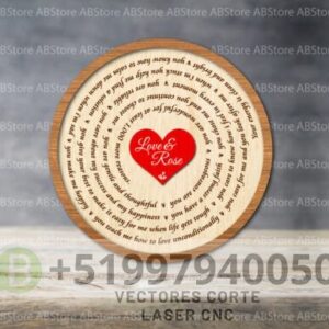 Cuadro circular Razones por las que te amo, regalo de San Valentín