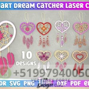 Lote de atrapasueños con forma de corazón