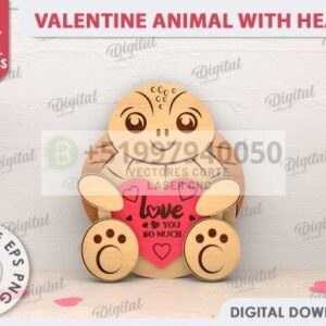 Pack de animales tierno agarrando corazon con mensajes