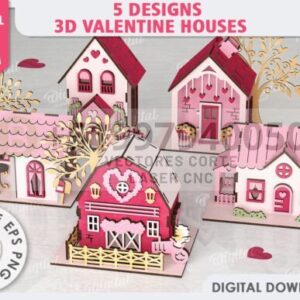Paquete de casas de San Valentín en 3D
