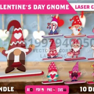 Paquete de gnomos con stand para el día de San Valentín