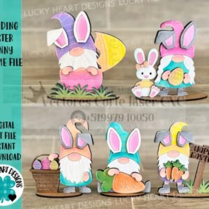 Adorno gnomo de conejito de pascua de pie