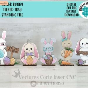 🐰 Decoración de Conejitos de Pascua en Capas Vector para Corte Láser 🌸🥕