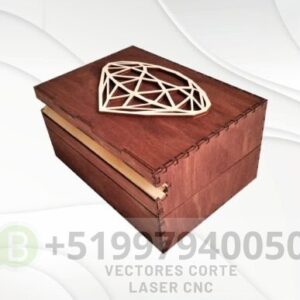 🎁 Caja de Regalo para Joyas con Diseño de Diamante – Plantilla Láser 💎