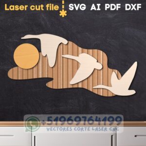 🕊️ Arte de Pared con Aves Volando – Diseño Minimalista para Corte Láser | Archivo Digital