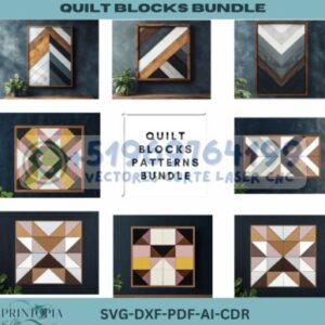 🎨 Pack de Cuadros Artísticos con Patrones Rústicos – Quilt Blocks para Corte Láser
