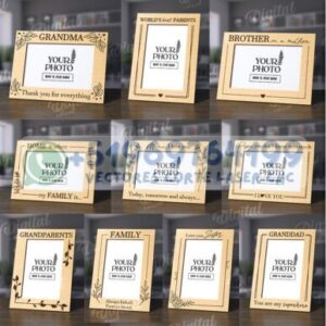 🖼️ Pack de Marcos de Fotos Familiares 3D para Corte Láser – 10 Diseños Emotivos en SVG, DXF y Más