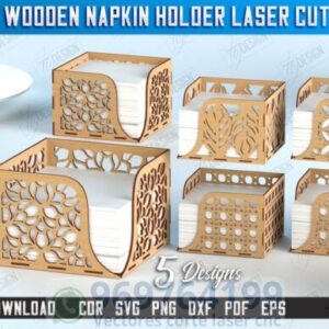 🏡 Paquete de Servilleteros en Madera para Corte Láser – 5 Diseños Exclusivos 🏡
