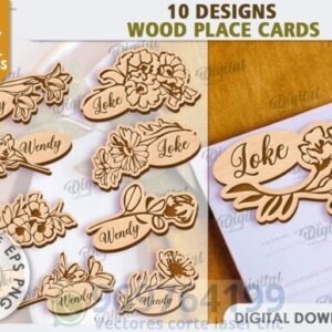 🌿 Exclusivo Pack de Tarjetas de Lugar en Madera - 10 Diseños 🌿