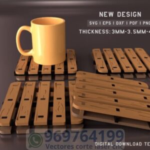 🛠️ Set de Posavasos Tipo Palet – Diseño para Corte Láser 📐🔥