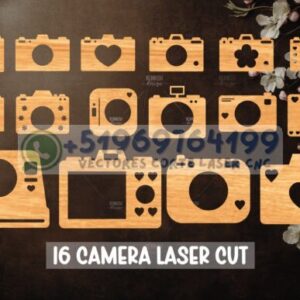 📸 Pack de 16 Diseños de Cámaras Minimalistas para Corte Láser – ¡Listos para Descargar! 🎨