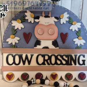 🐄 Señal Decorativa “Cow Crossing” – SVG Listo para Láser