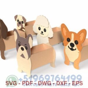 Cajas Decorativas de Perritos – Pack de 5 Razas para Corte Láser