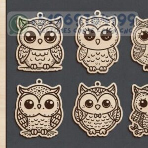 Pack de Llaveros de Búhos para Corte Láser - 6 Diseños Encantadores