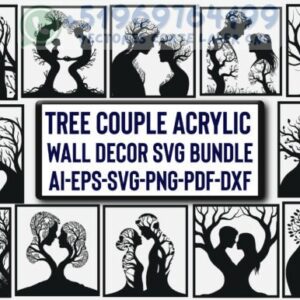 🌳 Paquete de Siluetas Románticas "Parejas de Árboles" – Decoración de Pared en SVG
