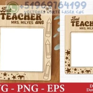 📚 Porta Notas “Best Teacher Ever” – Diseño Personalizable para Corte Láser 🍎