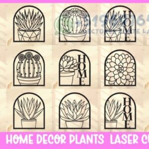 Pack de 15 Diseños de Plantas Decorativas – Arte Mural para Corte Láser (Formato Digital)