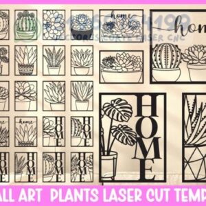 Set de 30 Plantillas de Arte Mural con Plantas – Corte Láser Decorativo