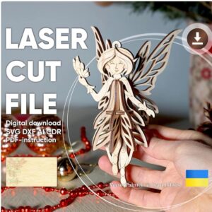 Adorno 3D de Hada con Detalle Intrincado – Vector para corte láser