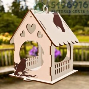 Casa de Pájaros con Corazones – Diseño 3D para Corte Láser