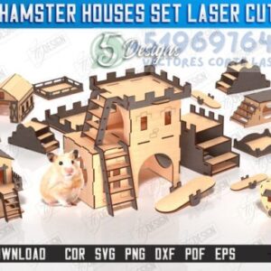 Set de Casas para Hámsters – 5 Diseños en Vector para Corte Láser (3mm)