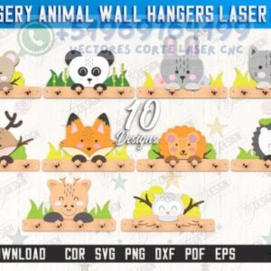 Colgadores de Pared Infantiles con Animales – Set Láser de 10 Diseños