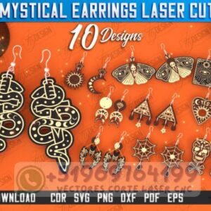 Colección de Pendientes Místicos para Corte Láser – 10 Diseños Únicos y Originales