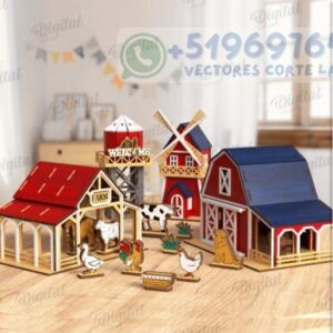 Pack de Granja 3D en Madera – 5 Diseños Detallados para Corte Láser (Formato Digital)