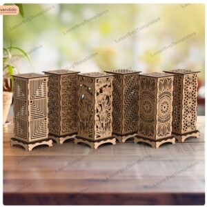 Pack de Lámparas Decorativas de Madera – Vector para corte láser con 6 diseños exclusivos