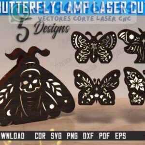 ✨ Lámparas Mariposa Corte Láser – Set de 5 Diseños con Estilo Místico y Decorativo