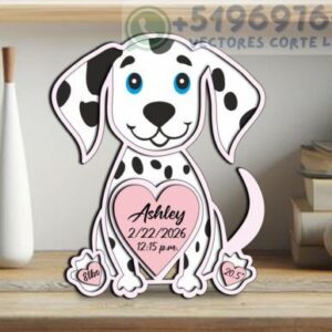 ¡Celebra la Llegada! Vector Dálmata Personalizable para Nacimiento – Ideal Corte Láser CNC