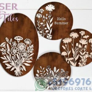 🌸 Letrero Floral en Madera – Archivos Láser en Formato SVG 🌸