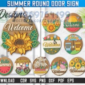 Pack de Letreros Redondos de Verano – 10 Diseños Coloridos para Decoración y Corte Láser
