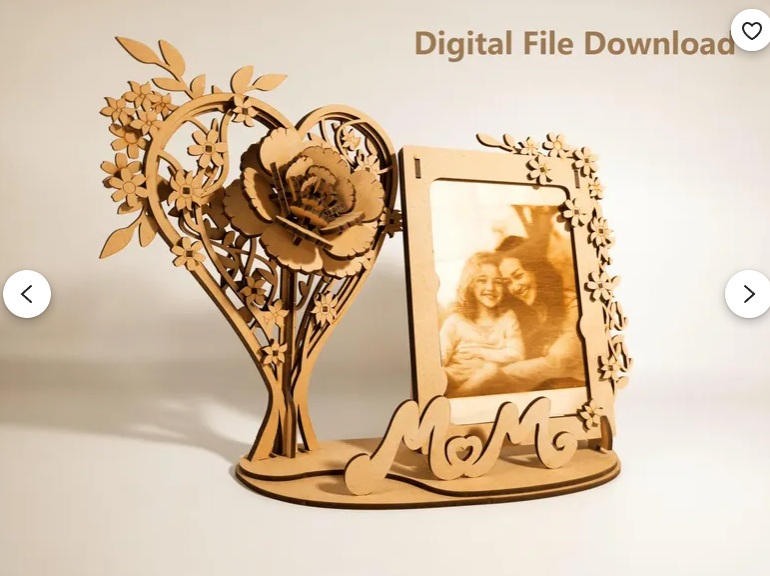 Marco Floral para Mamá – Vector para corte láser con diseño delicado - Imagen 2