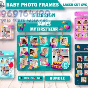 📸 Marcos de Fotos para Bebé – Primer Año | 5 Diseños en Formato Láser