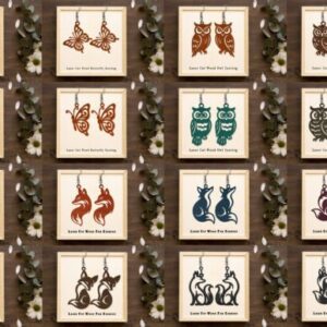 Pack de Aretes de Animales – 16 Diseños Creativos para Corte Láser