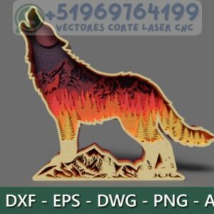Lobo Salvaje en Capas – Arte 3D para Corte Láser 🌲🐺