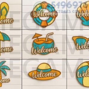 Set de Letreros de Bienvenida Verano – Diseños Alegres para Decoración Láser
