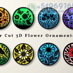 Set de Adornos Florales Circulares 3D para Corte Láser – Diseño en Capas