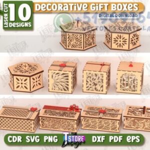 Pack de Cajas Decorativas para Regalo – 10 Diseños Exclusivos para Corte Láser
