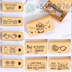 Pack de Cajas Porta Lentes con Frases Divertidas – Diseños Láser en Madera (10 Modelos)