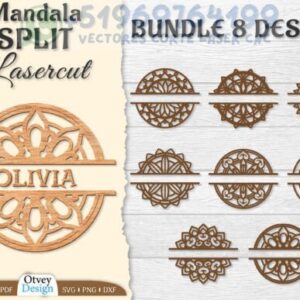 🌸 Pack de Mandalas Divididas Personalizables – 8 Diseños Exclusivos para Corte Láser 🪷✨