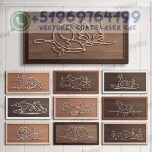 Pack Decorativo de Arte Lineal para Corte Láser – 10 Diseños Naturales Minimalistas