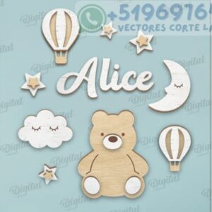 Pack de Decoraciones para Pared Infantil – 5 Sets de Diseños Tiernos para Corte Láser