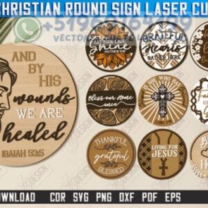 Pack de Letreros Cristianos Redondos para Corte Láser – 10 Diseños Inspiradores