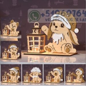 Linternas Infantiles con Animales – Pack de 10 Diseños para Corte Láser (Material de 3mm)