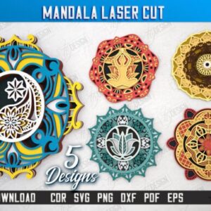 Mandalas Multicapa para Corte Láser – 5 Diseños en Capas con Detalle Artesanal