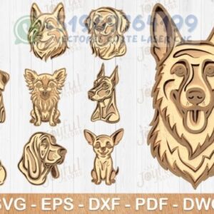 Pack de Razas de Perros en Capas para Corte Láser – 10 Diseños Detallados