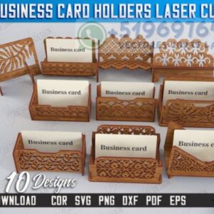 Pack de Porta Tarjetas de Presentación – 10 Diseños para Corte Láser (Estilo Profesional y Artesanal)